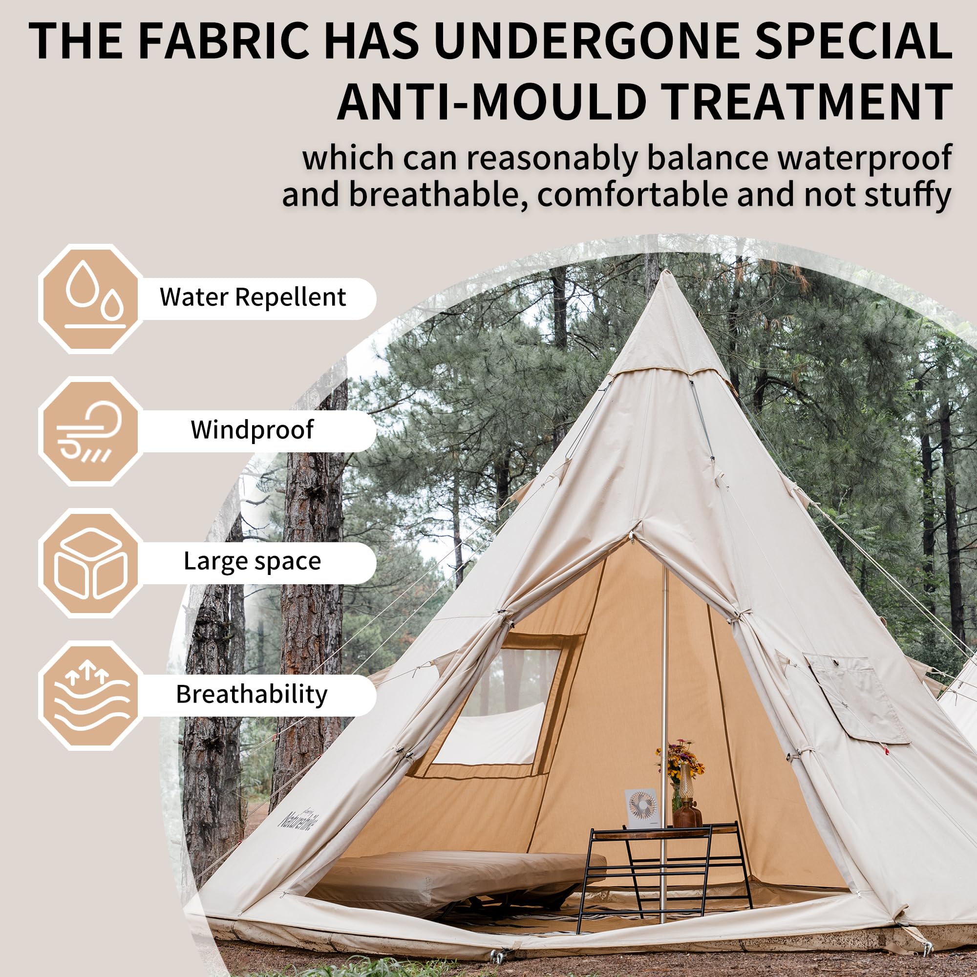 Naturehike コットンテント profound 9.6 Profound 9.6 Pyramid Tent - Family & Spacious - Camping